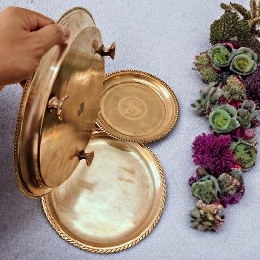 Antique Brass Plate & Tray Set of 3 | Traditional Pital Thaals