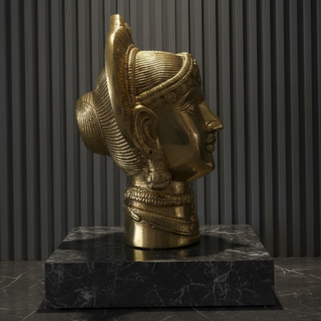 1987 Antique Brass Mukut | Traditional Decorative Artifact