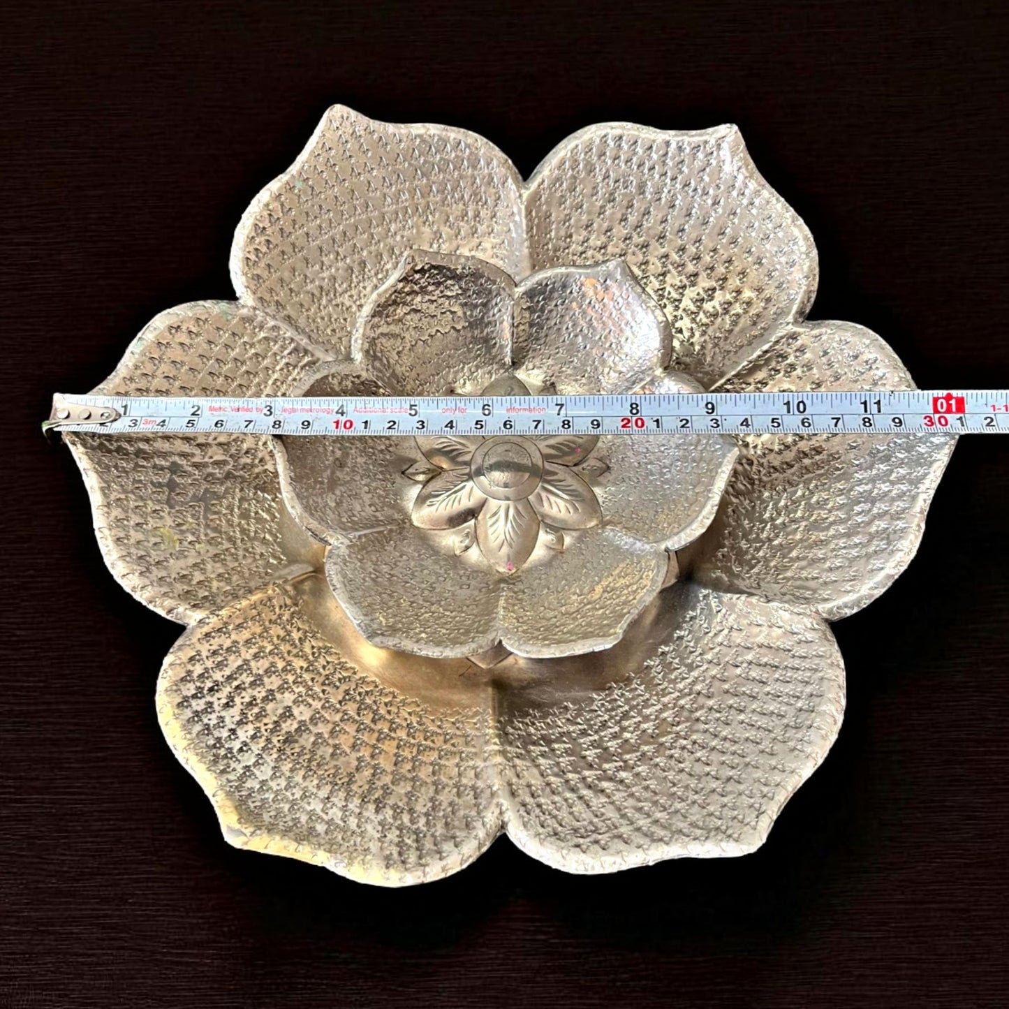 Antique Brass Silver-Coated Fruit Bowls in Pair | Traditional Serving & Decor Dishes