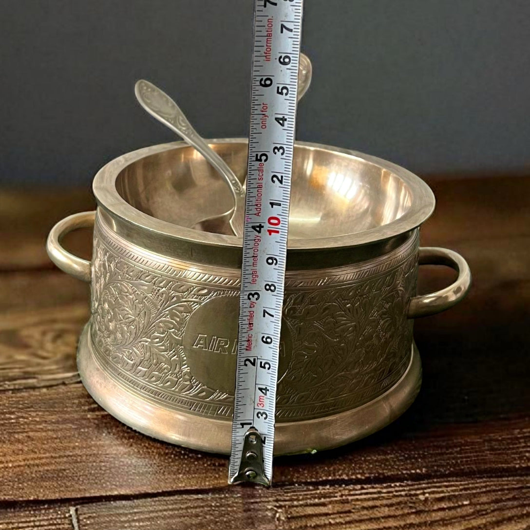 Antique Brass Bowl Set with Spoons from AI | Traditional Tableware