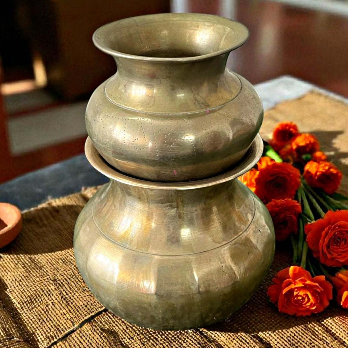 Antique Bronze Kalash in Pair | Traditional Storage & Decor Vessel