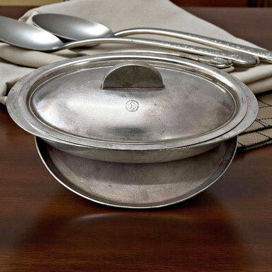Antique Brass Silver-Coated Butter Dish with Plate | Heritage Serveware for Elegant Dining