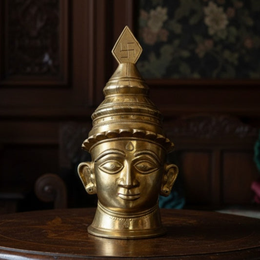 1980 Antique Brass Head Sculpture | Hand-Cast Decorative Art Piece