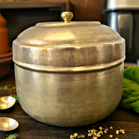 Antique Brass Chapatti Box | Traditional Storage Container for Kitchen & Decor