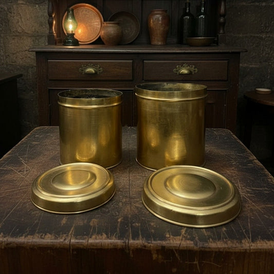 1988 Antique Brass Big Pedikathi Boxes Pair | Traditional Storage & Décor Set