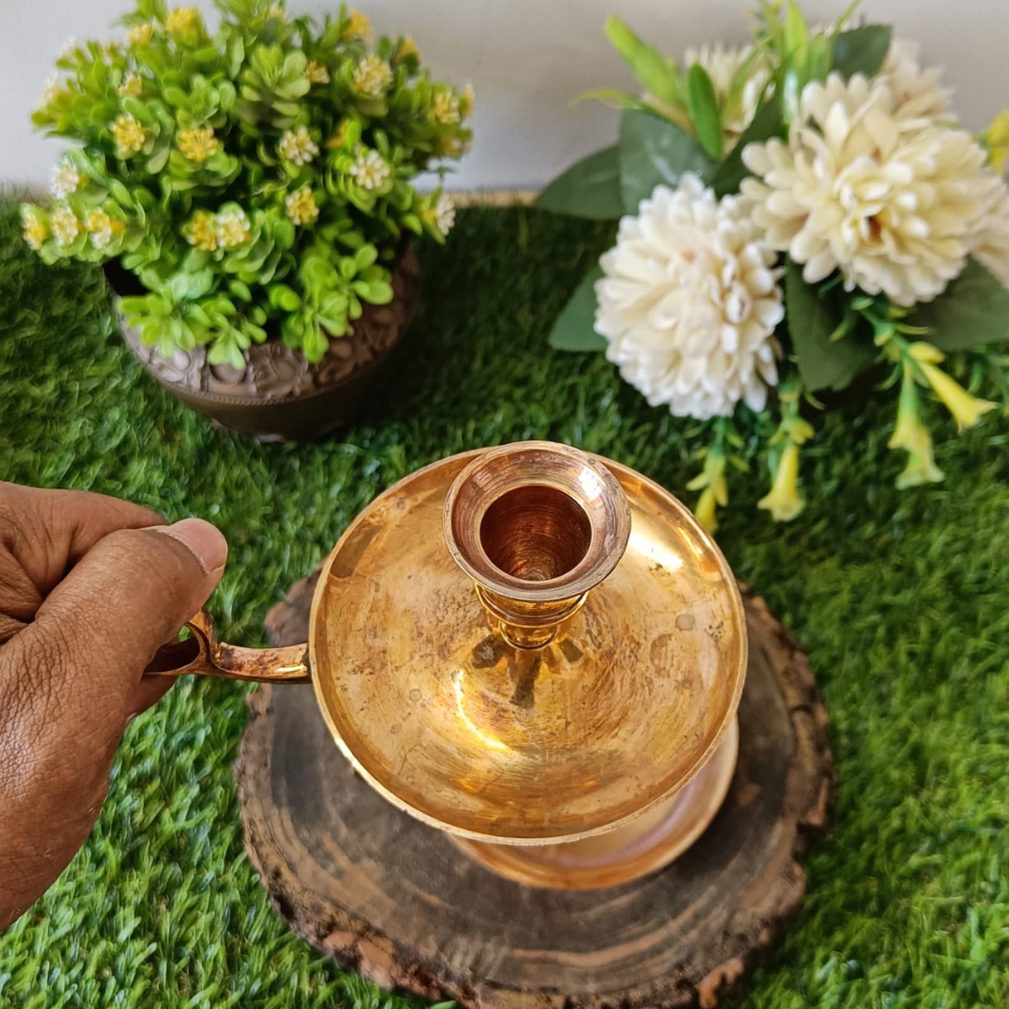 Vintage Brass Candle Stand in Air