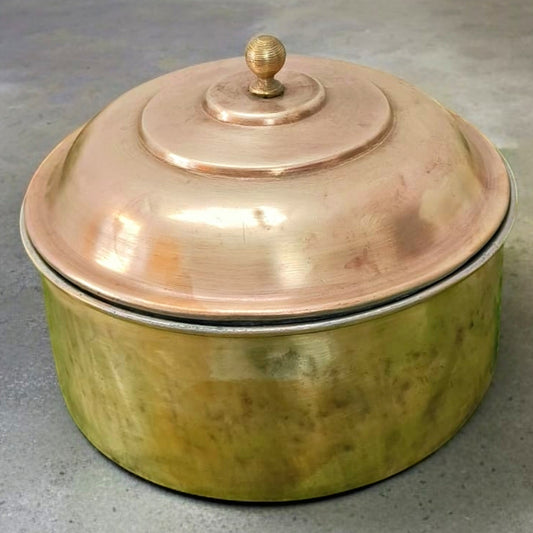 Antique Brass Big Storage Box | Traditional Roti Dabba | Pital Chapati Box