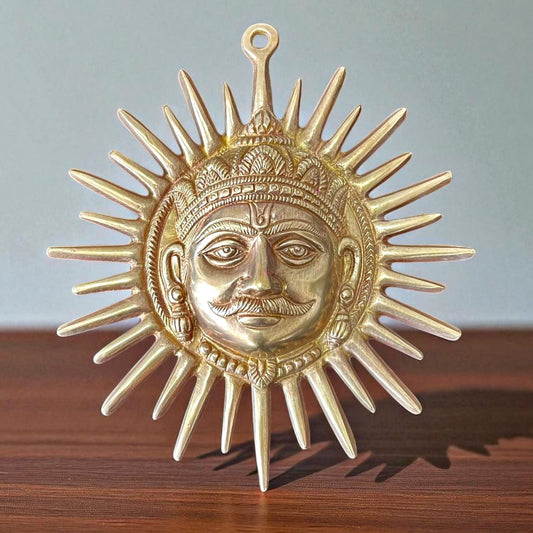 Antique Brass Big Size Suraj Mukhi | Pital Traditional Wall Hanging Art | Surya