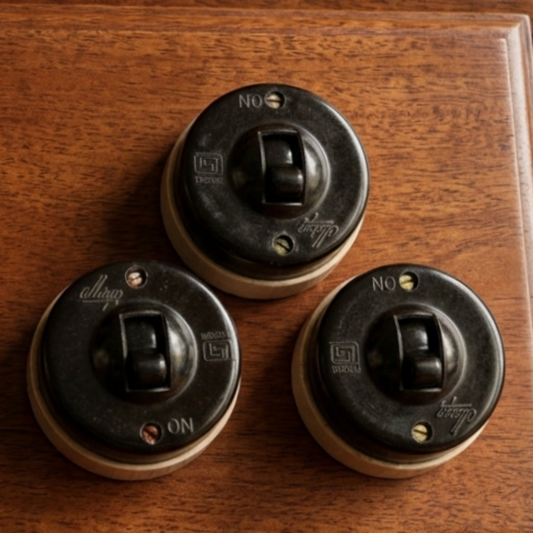 Vintage Bakelite Rotary Switches Panel Set of 3