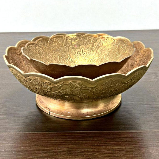 Antique Brass Serving Trays in Pair | Traditional Kitchen & Heritage Decor