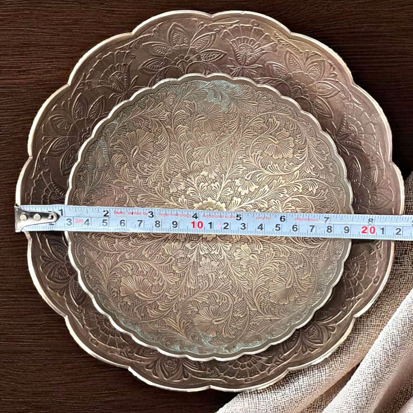 Antique Brass Engraved Serving Bowl in Pair | Pital Traditional Kitchenware