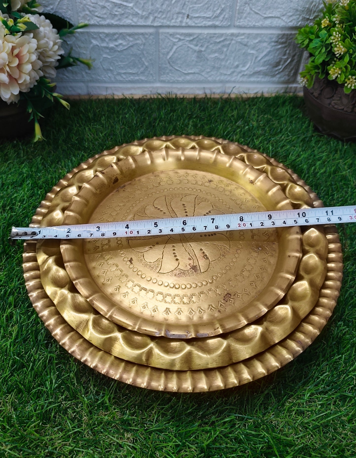 Antique Brass Plates Set of 3