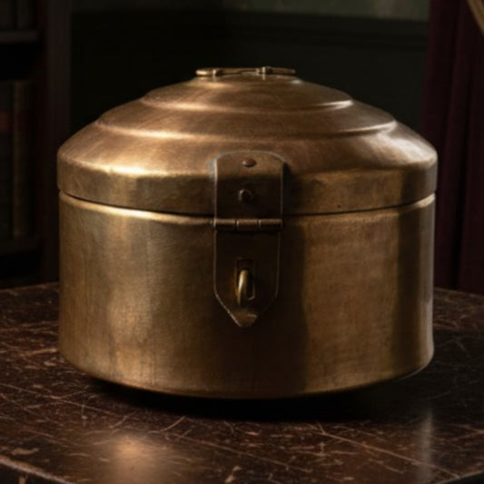 1975 Antique Brass Storage Box | Traditional Kitchen & Décor Piece