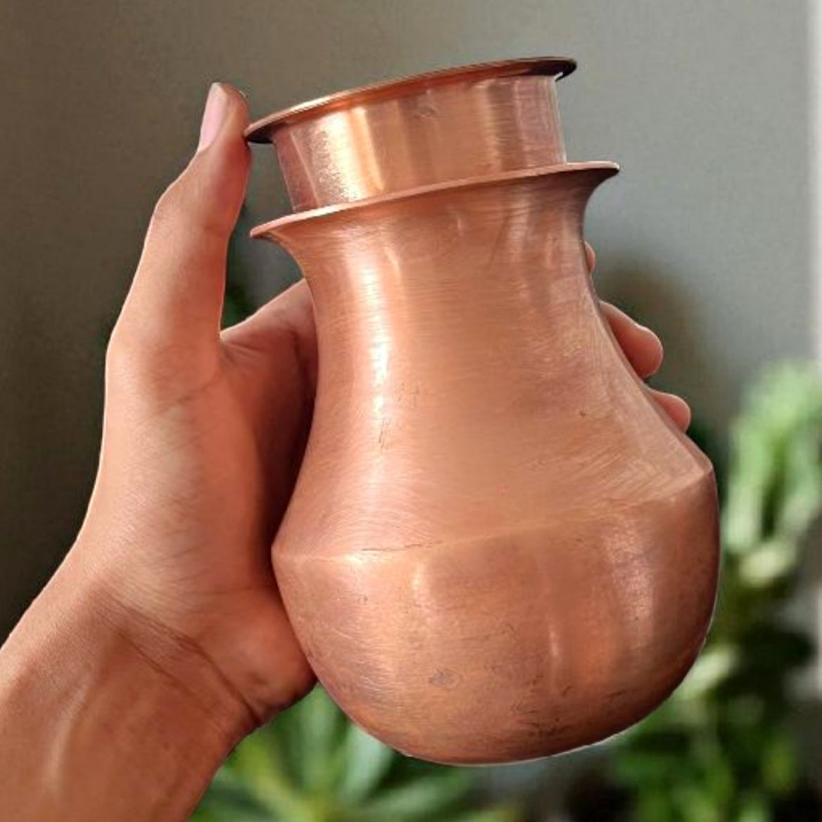 Antique Copper Kalash with Pyala | Copper Traditional Storage Vessel Set