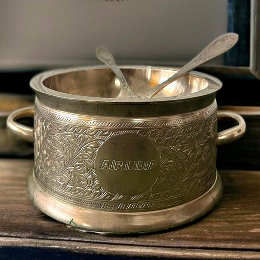 Antique Brass Bowl Set with Spoons from AI | Traditional Tableware