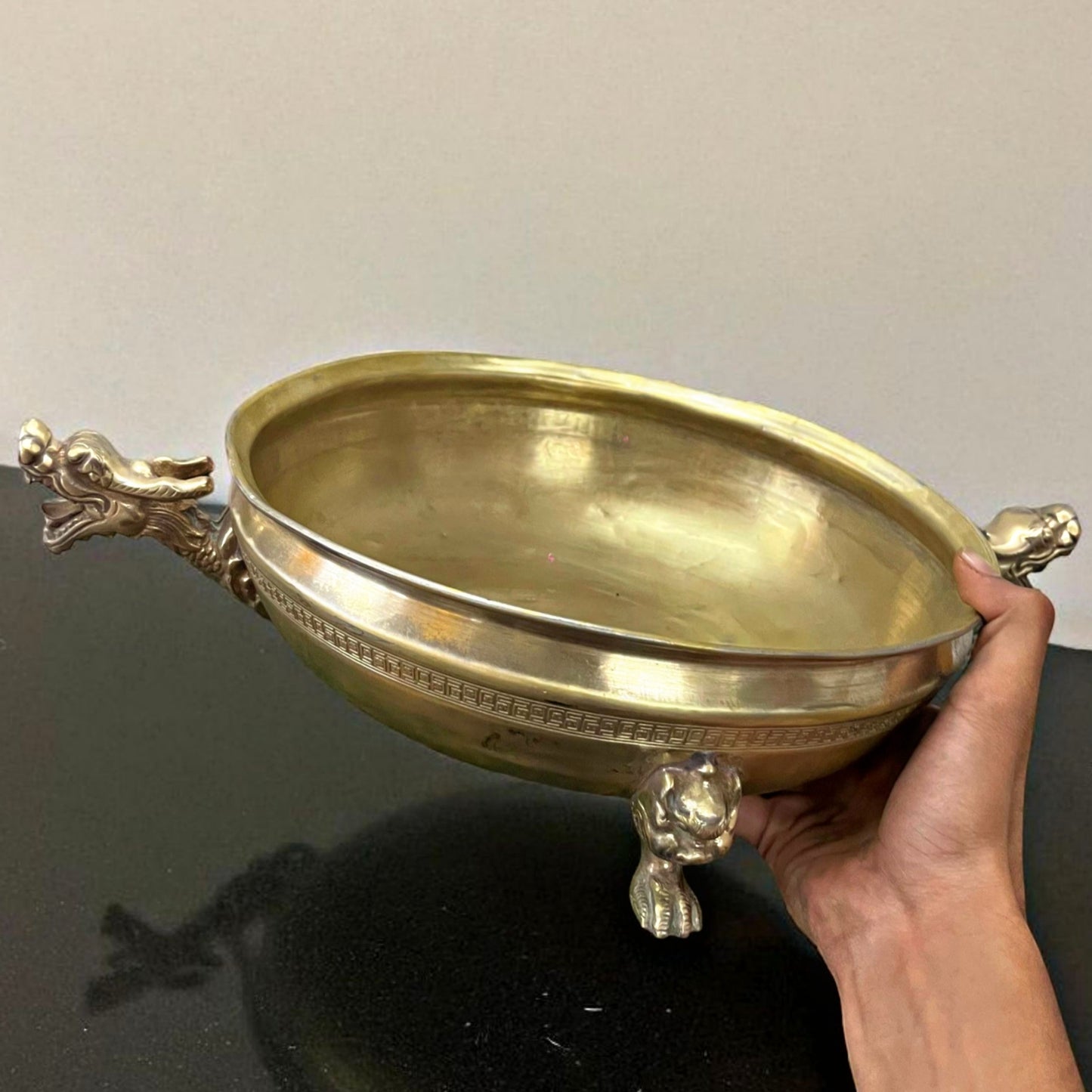 Antique Brass Dragon Urli | Pital Traditional Decor Urli