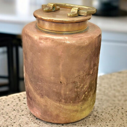 Antique Brass Barni / Dabba with Handle | Old-World Charm | Storage