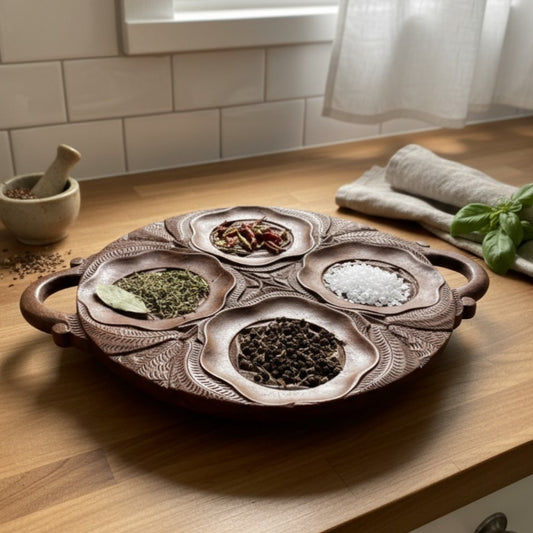 1972 Antique Teakwood Serving Tray with Handles | Solid Wood Display Tray