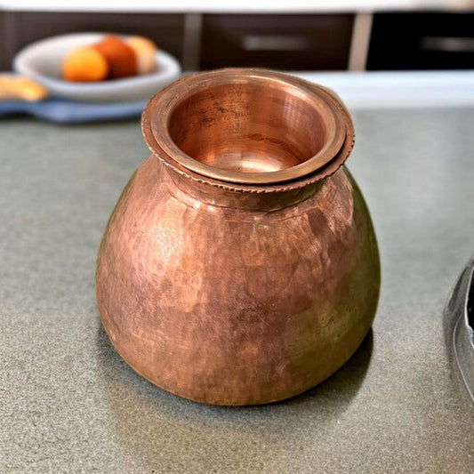 Antique Copper Kalash with Pyala | Tamba Traditional Round-Base Set
