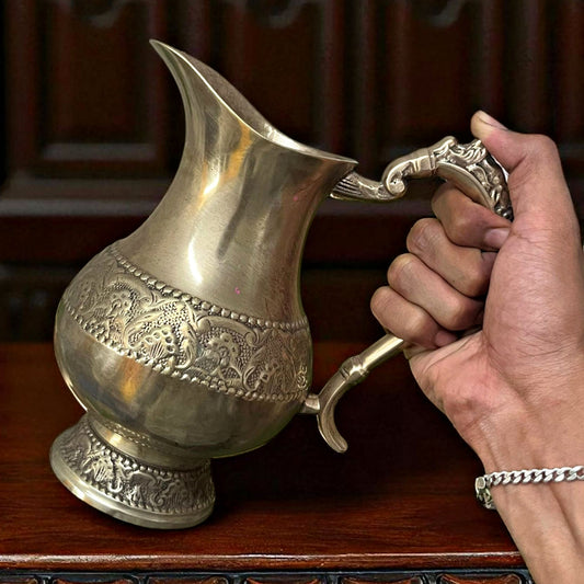 Antique Brass Refreshment Set | Traditional Jug, Glass & Tray