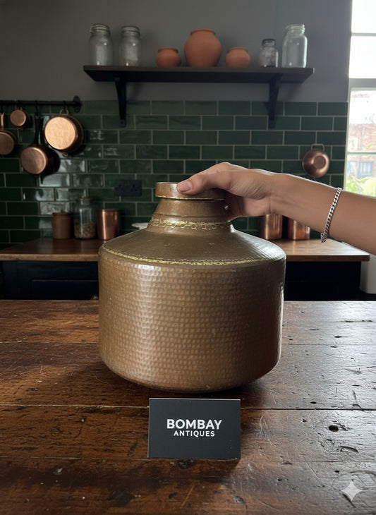 1950 Antique Copper Matka with Brass Stand | Traditional Kitchen & Décor Piece