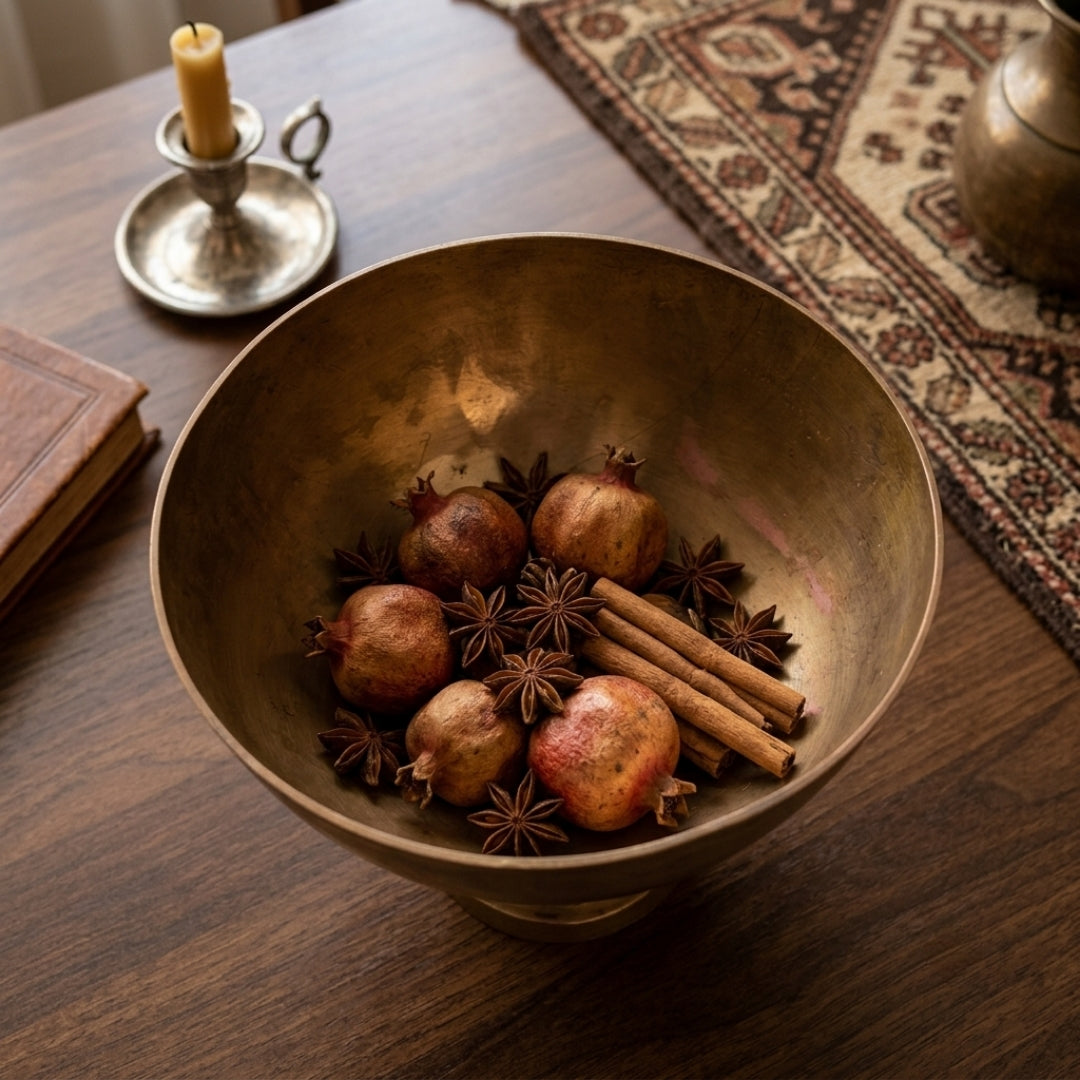 Antique Peetal Engraved Storage Vessel | Pure Brass Utility Container | Made in 1975