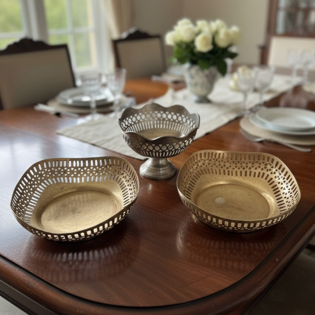 1988 Antique Brass Decor Bowls – Set of 3 | Graduated Brass Display Bowls