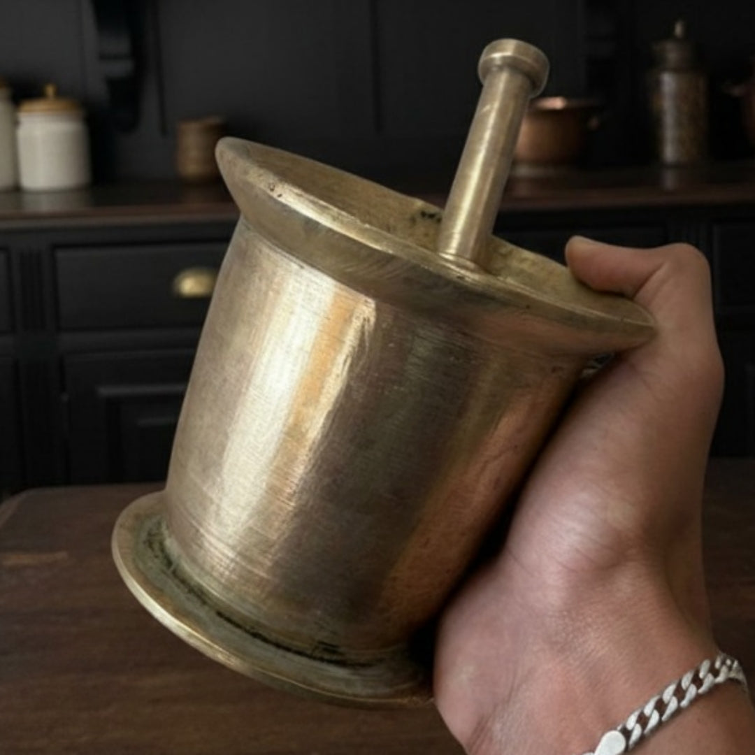 1976 Antique Brass Khalbatta | Pital Grinding Tool