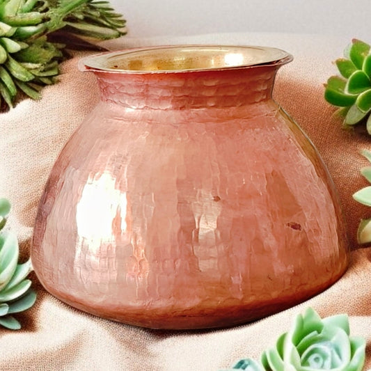 Antique Copper Kalash with Brass Pela | Tamba Lota | Traditional Kitchen Utensil