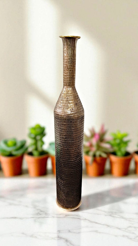 Antique Brass Big Size Vase  | Pital Traditional Décor Phooldaan