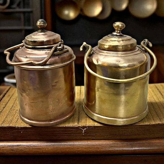 Antique Brass Storage Box Pair with Lids | Traditional Decor & Heritage Style