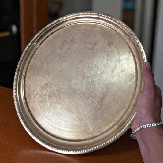 Antique Brass Large Plate | Pital Serving Thali for Traditional Use
