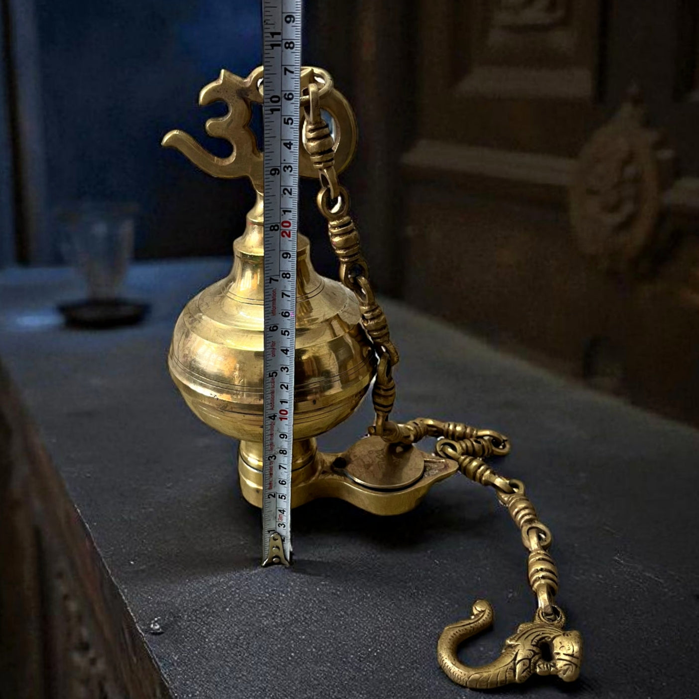 Antique Brass Hanging Oil Lamp with Om Design | Traditional Lamandiva Décor