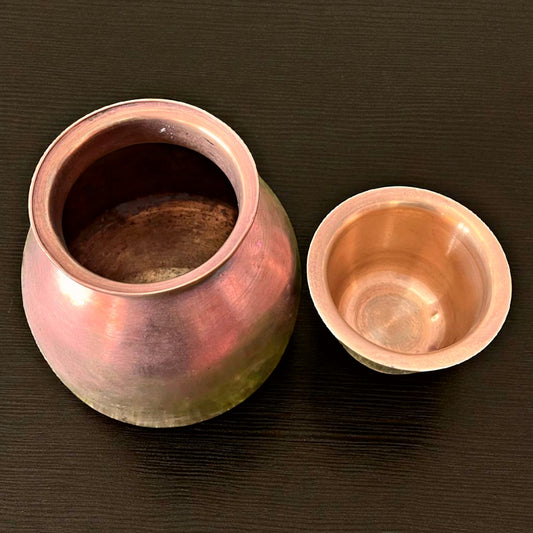 Antique Copper Kalash with Pyala | Traditional Copper Decor & Utility Set