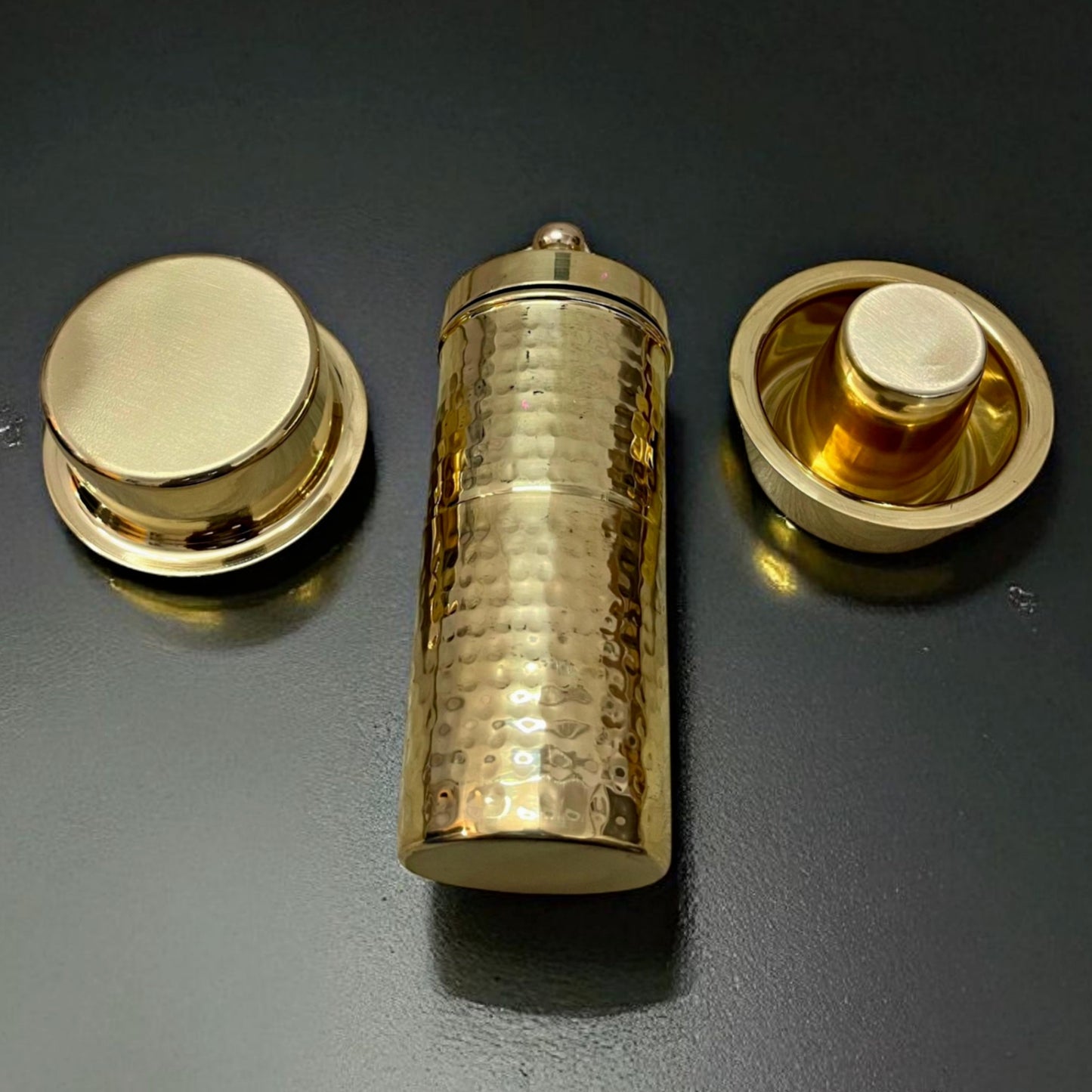 Brand New Brass Coffee Maker with 2 Glass Dabbara | Traditional South Indian Filter Set - Bombay Antiques