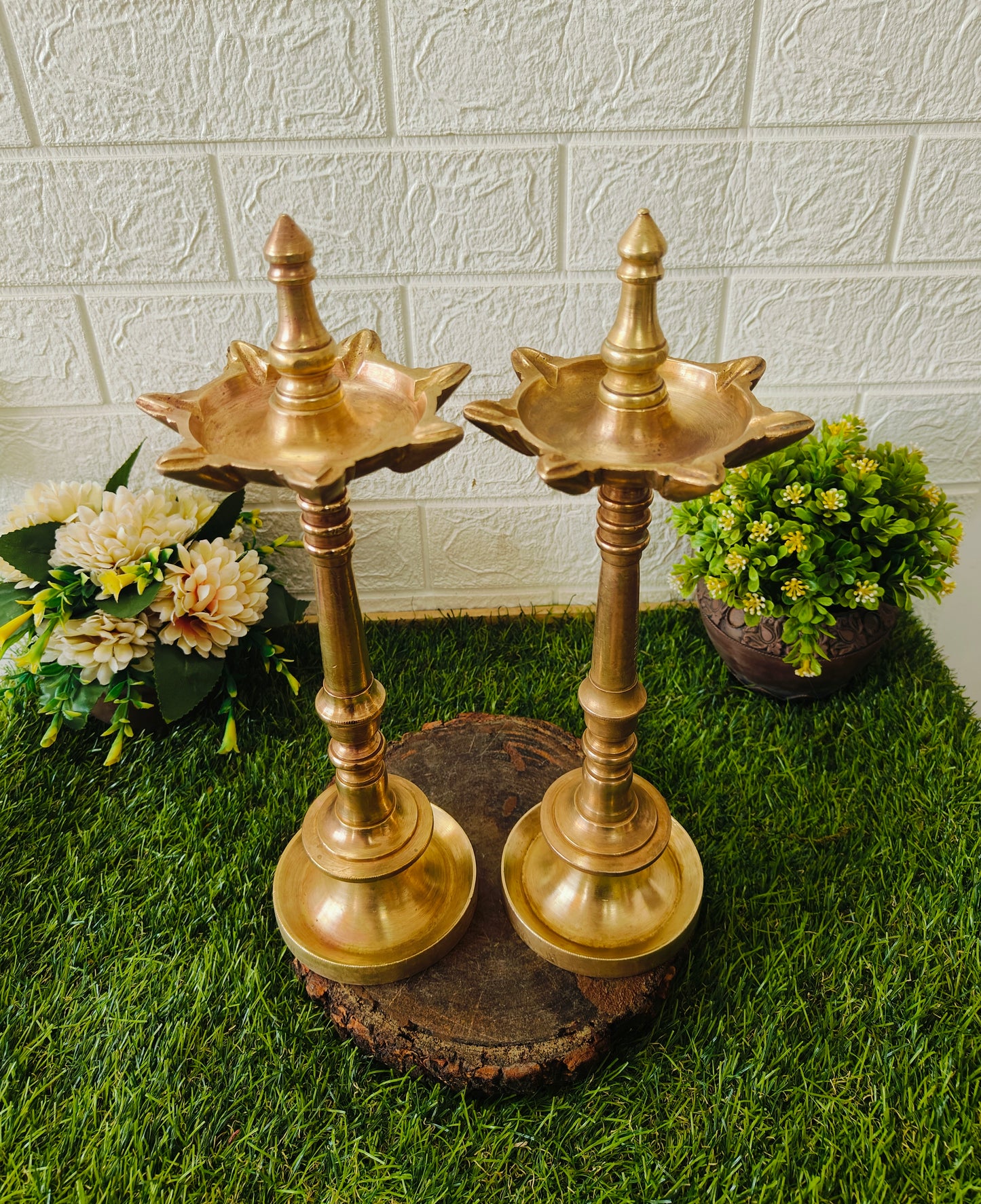 Antique Brass Rare Samay Pair - Oil Lamps