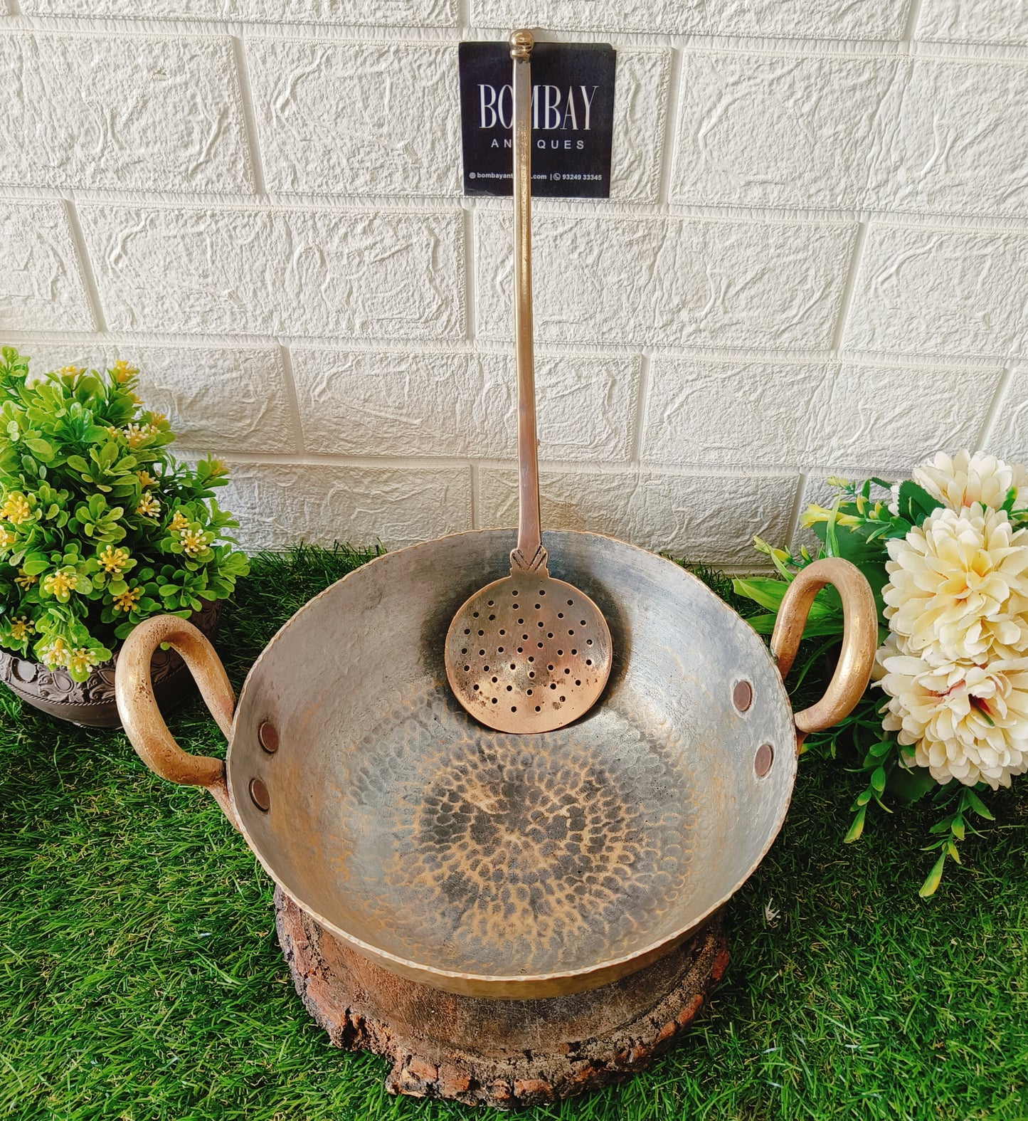 Antique Brass Heavy Small Kadai With Spatula