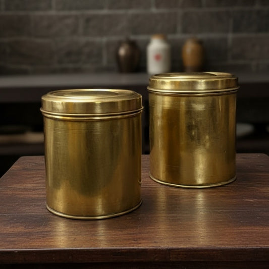 1988 Antique Brass Big Pedikathi Boxes Pair | Traditional Storage & Décor Set