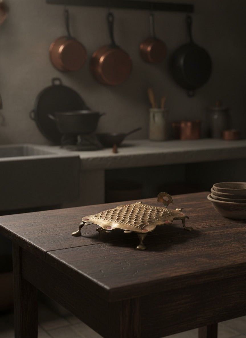 1981 Antique Brass Grater | Traditional Kitchen Utility Tool