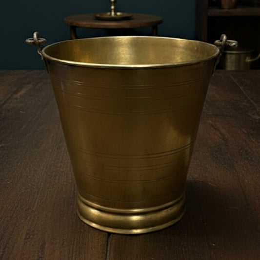Antique Brass Bucket | Traditional Large Utility & Decor Piece