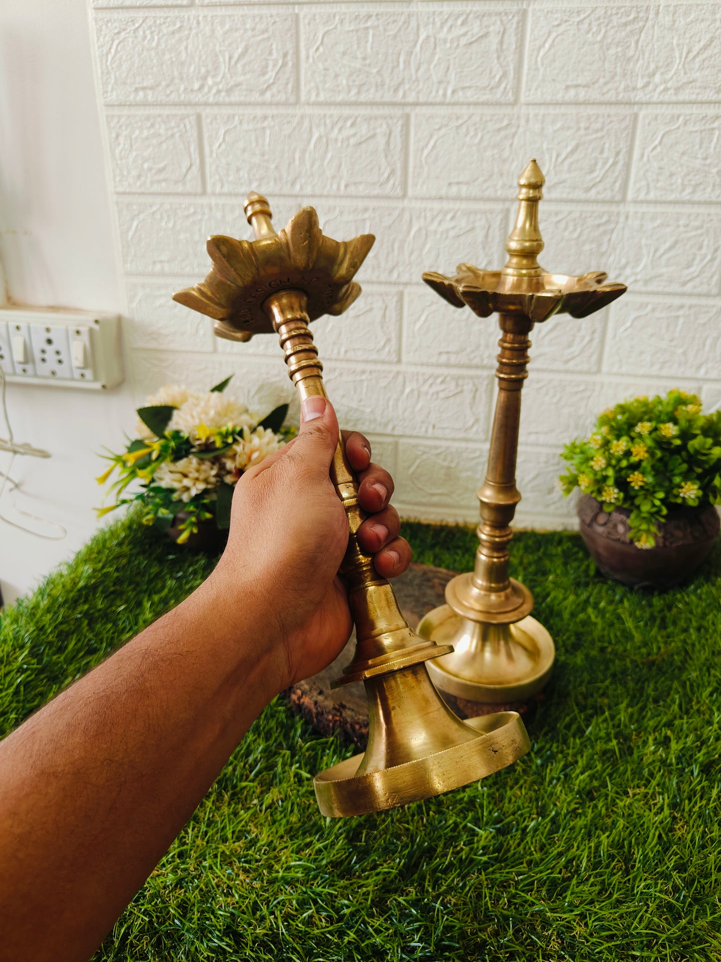 Antique Brass Rare Samay Pair - Oil Lamps