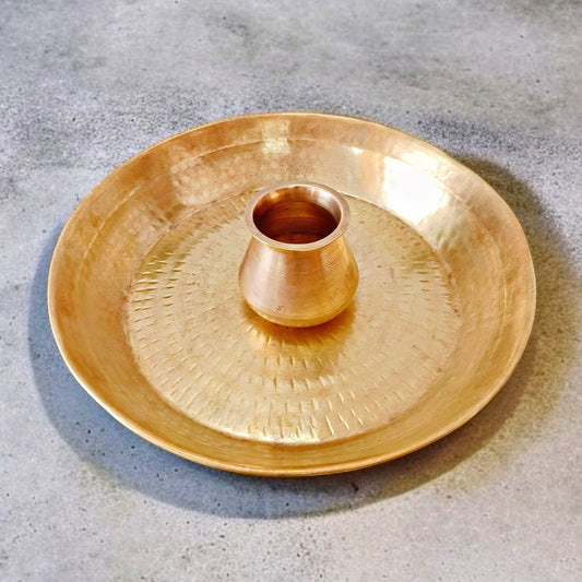 Antique Brass Big Parat | Traditional Utility Bowl | Kitchen Utensil with Kalash