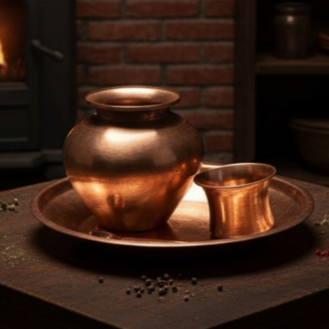 1980 Antique Copper Kalash Set | Traditional Water & Décor Collection