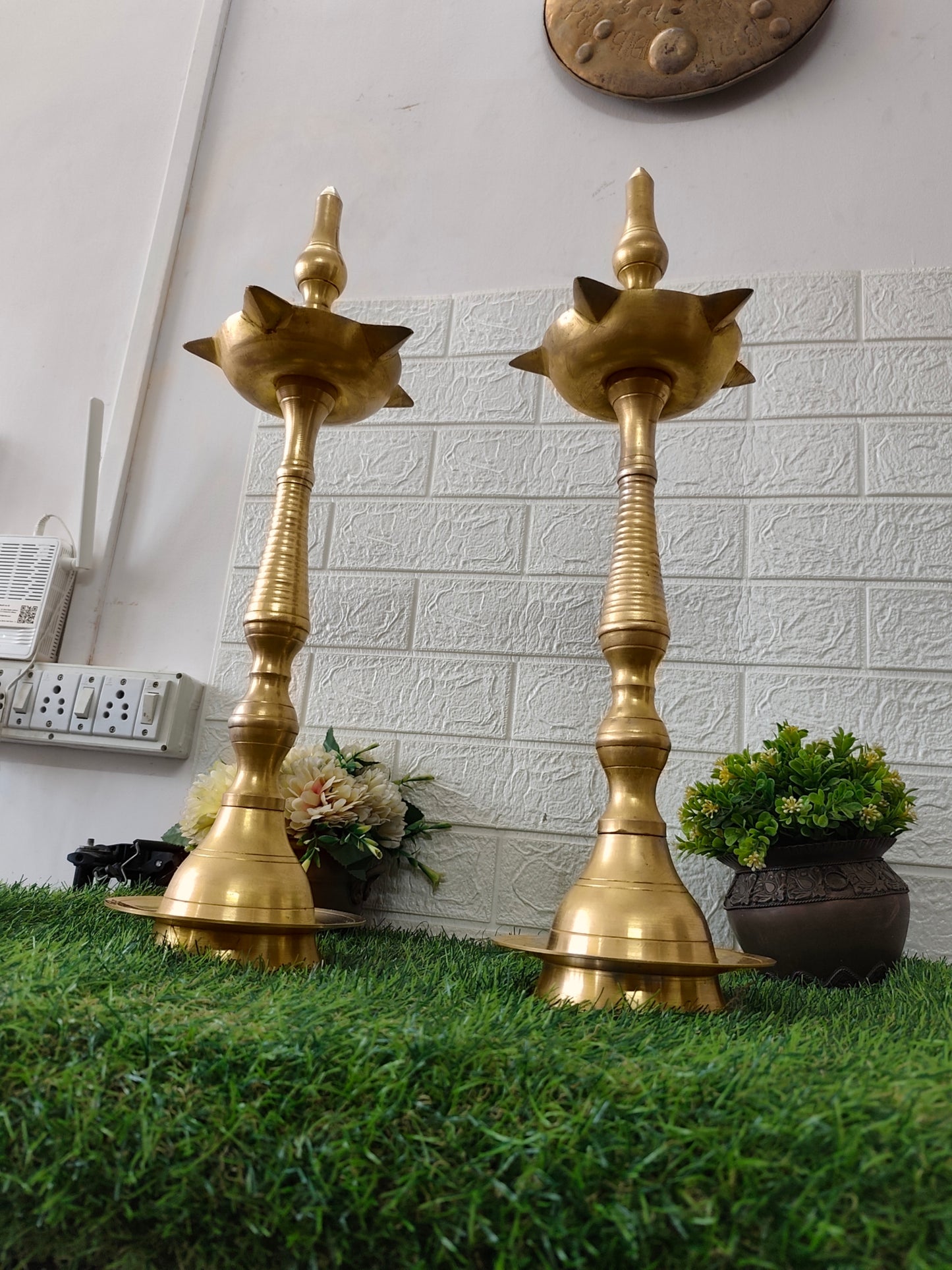 Vintage Brass Samay in Pair - Oil Lamp