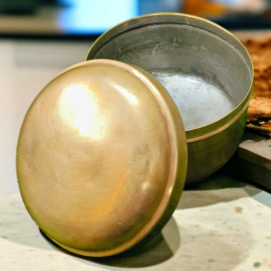 Antique Brass Beautiful Storage Box | Pital Dabba | Traditional Kitchen Utensil