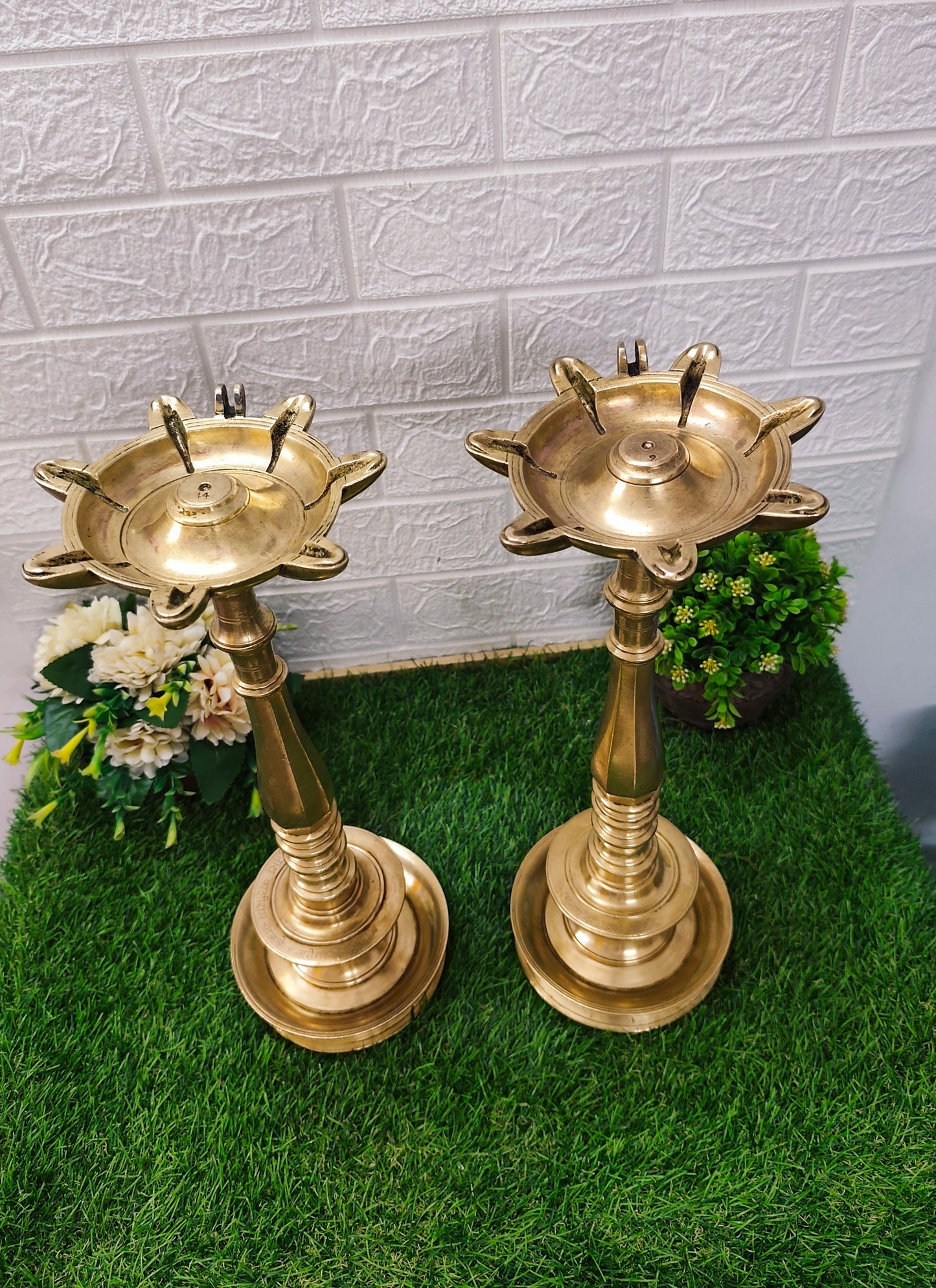 Antique Brass Samay in Pair