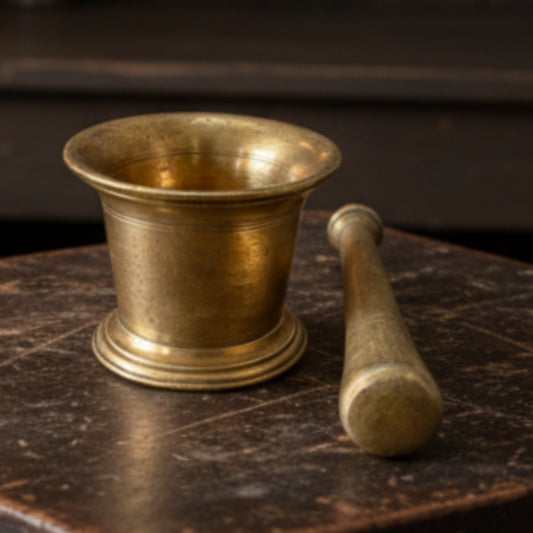 1971 Antique Brass Khalbatta | Traditional Grinding Tool