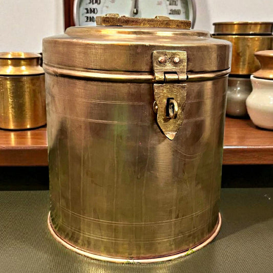 Antique Brass Storage Box 5L | Heavy Traditional Pital Utility & Decor Container