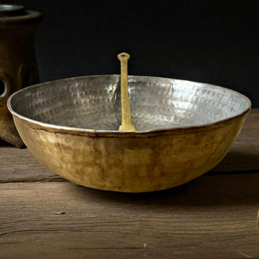 Antique Brass Kadai with Ladle | Traditional Kitchen & Dining Utensil