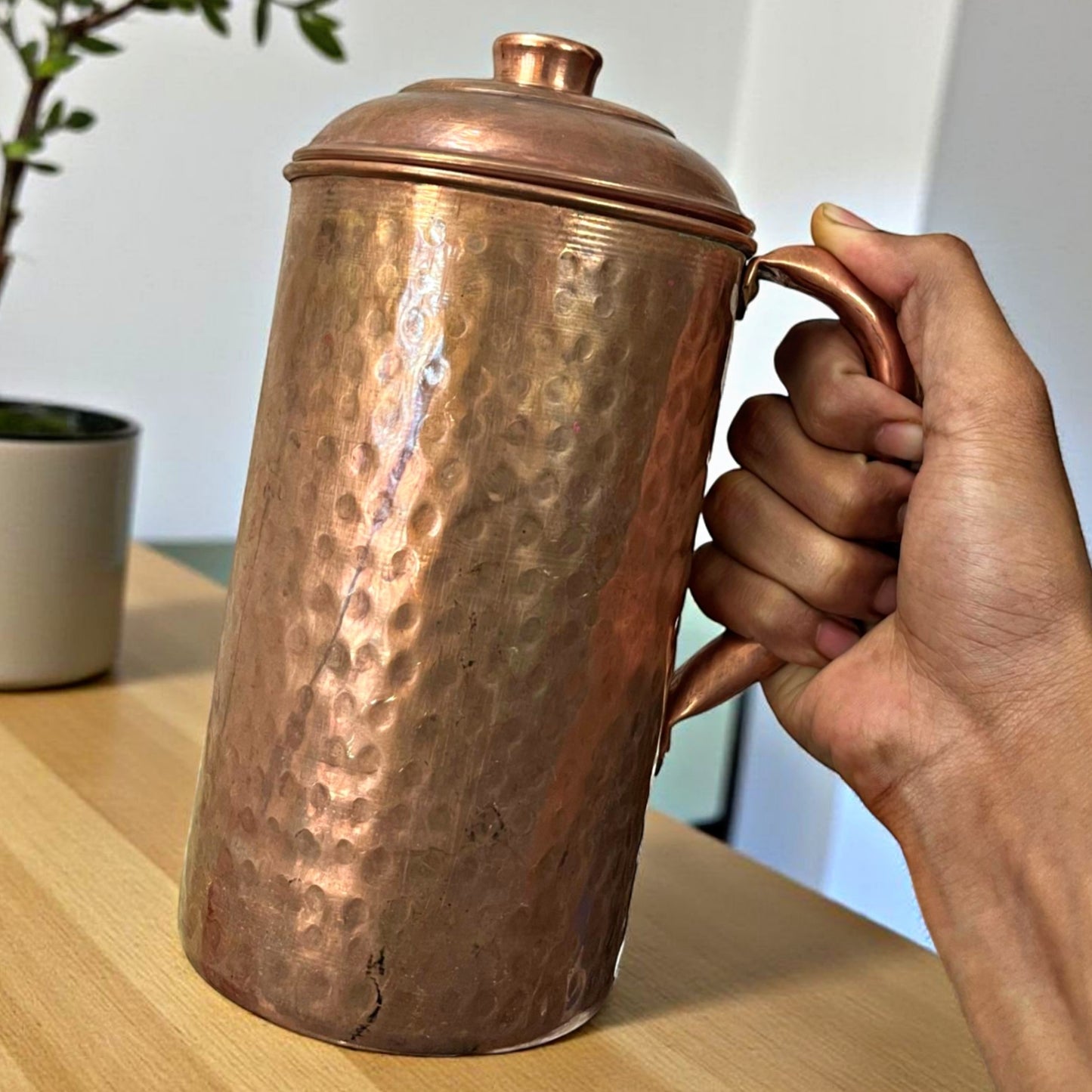 Antique Copper Jug with Glasses | Traditional Drinkware & Decor